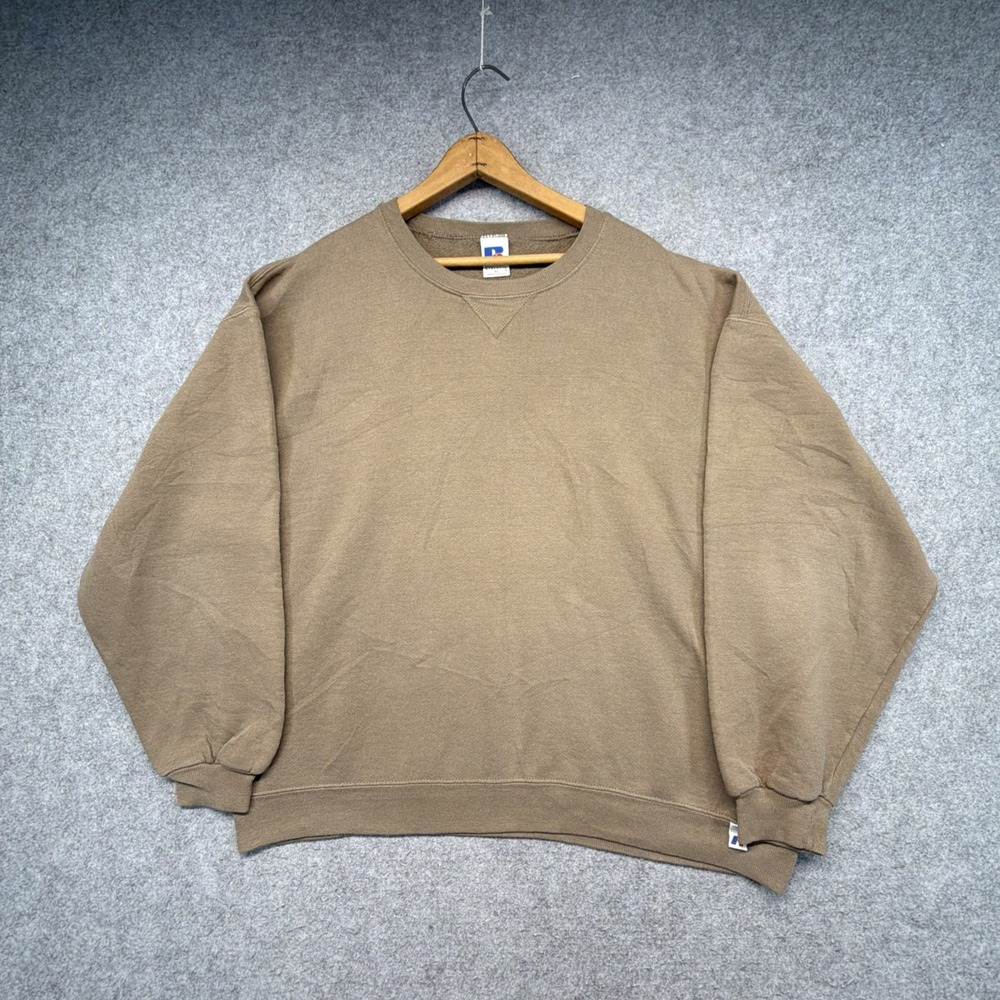 Vintage 90s Russell Athletic Men's XL Sweatshirt Brown Crewneck Tonal